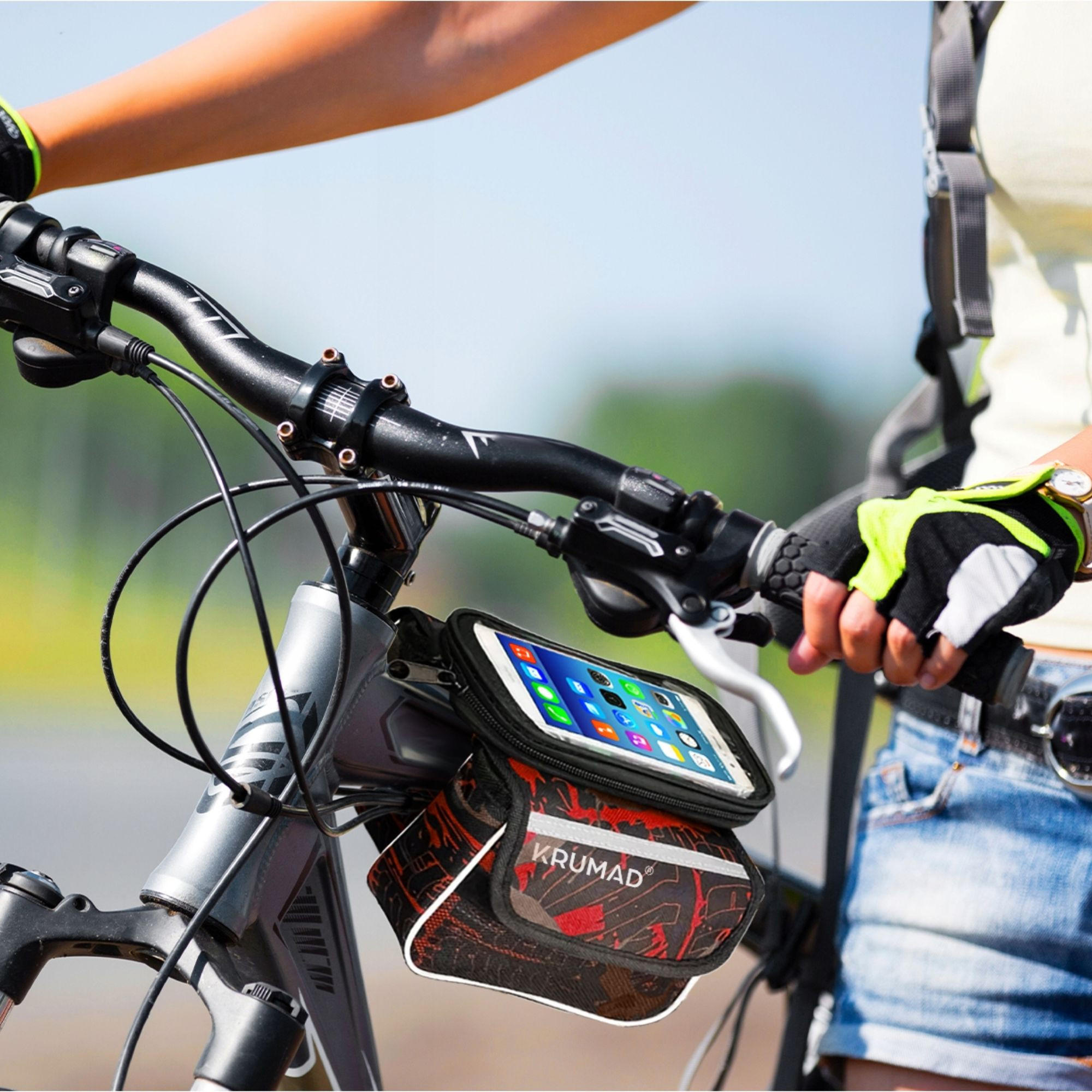 FAHRRADRAHMENTASCHE Wasserdicht Touchscreen Fenster Handyhalterung - Schwarz, Textil (5/13/17cm) - KRUMAD