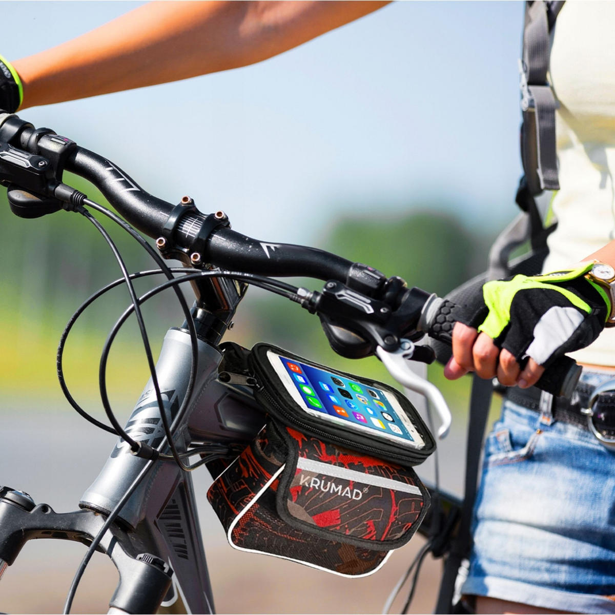 FAHRRADRAHMENTASCHE Wasserdicht Touchscreen Fenster Handyhalterung - Schwarz, Textil (5/13/17cm) - KRUMAD