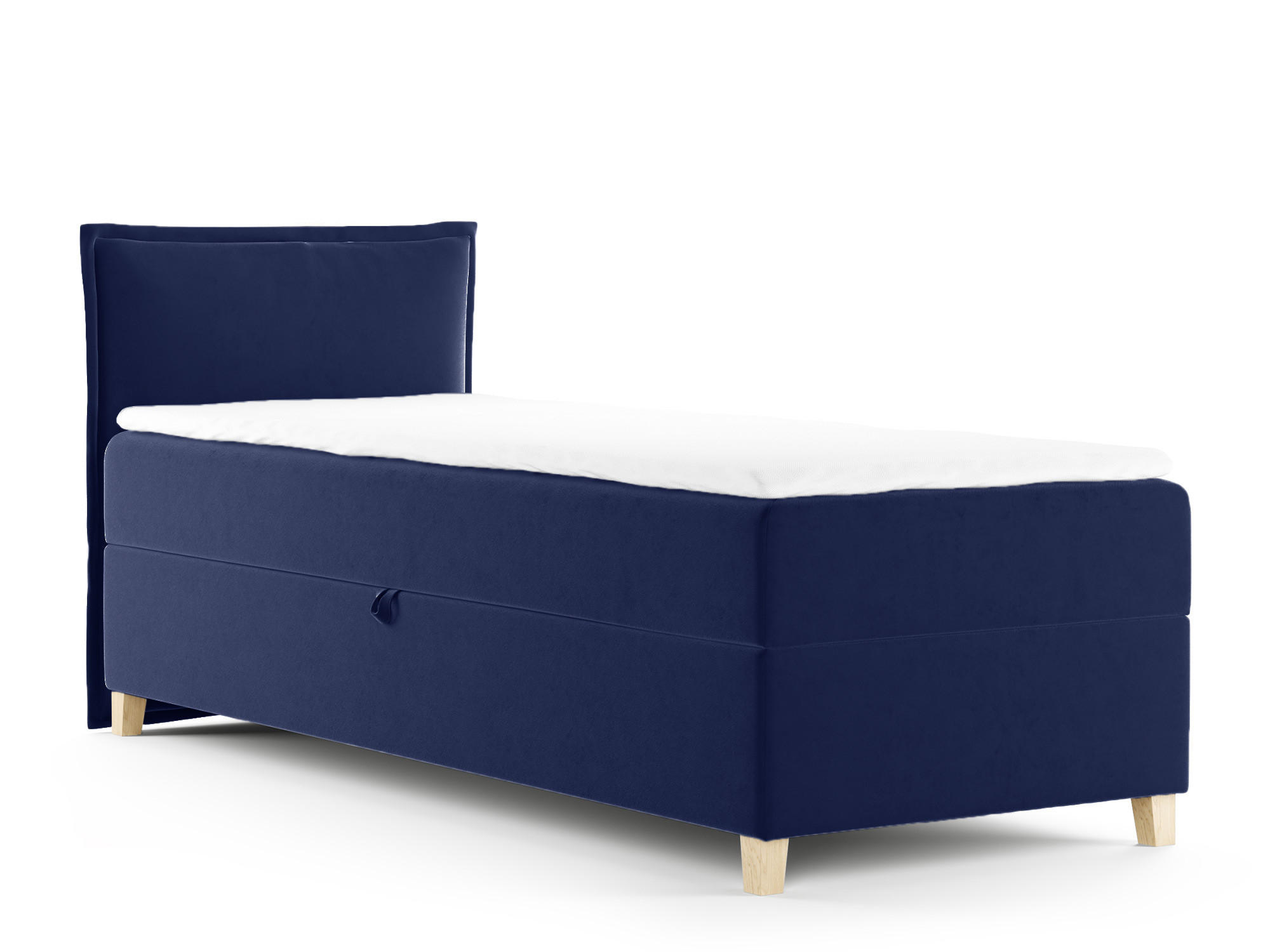 BOXBETT Fren Mini - 90x200 - blau (Kronos 09, Velvet) - Blau/Beige, Holz/Holzwerkstoff (90/200cm) - Sofnet