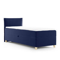 BOXBETT Fren Mini - 90x200 - blau (Kronos 09, Velvet) - Blau/Beige, Holz/Holzwerkstoff (90/200cm) - Sofnet