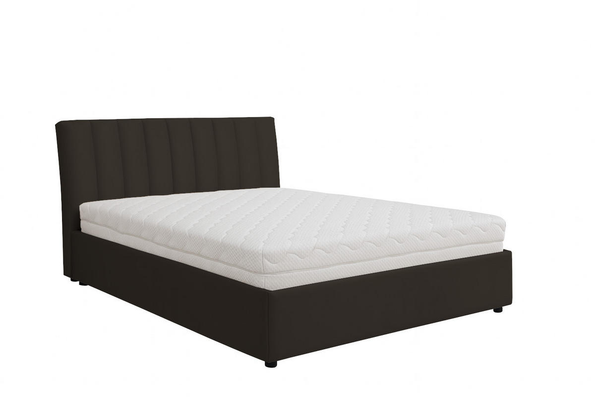 POLSTERBETT mit Bettkasten und Matratze NUBIA, Braun, 140x200 cm - Braun, Textil (140/200cm) - KS Home Concept