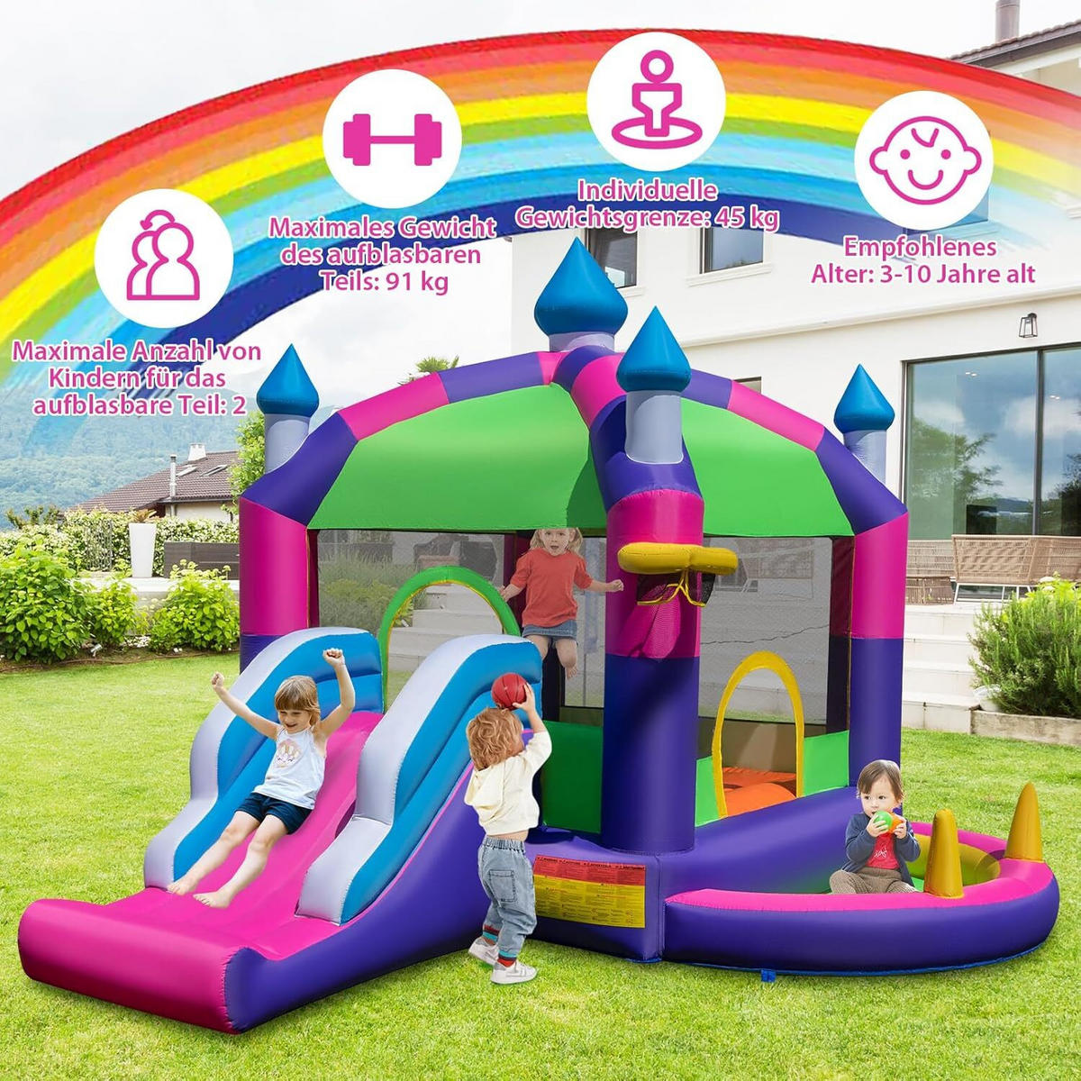 HÜPFBURG 300cm Multicolor - Multicolor, Kunststoff (385/332/300cm) - COSTWAY