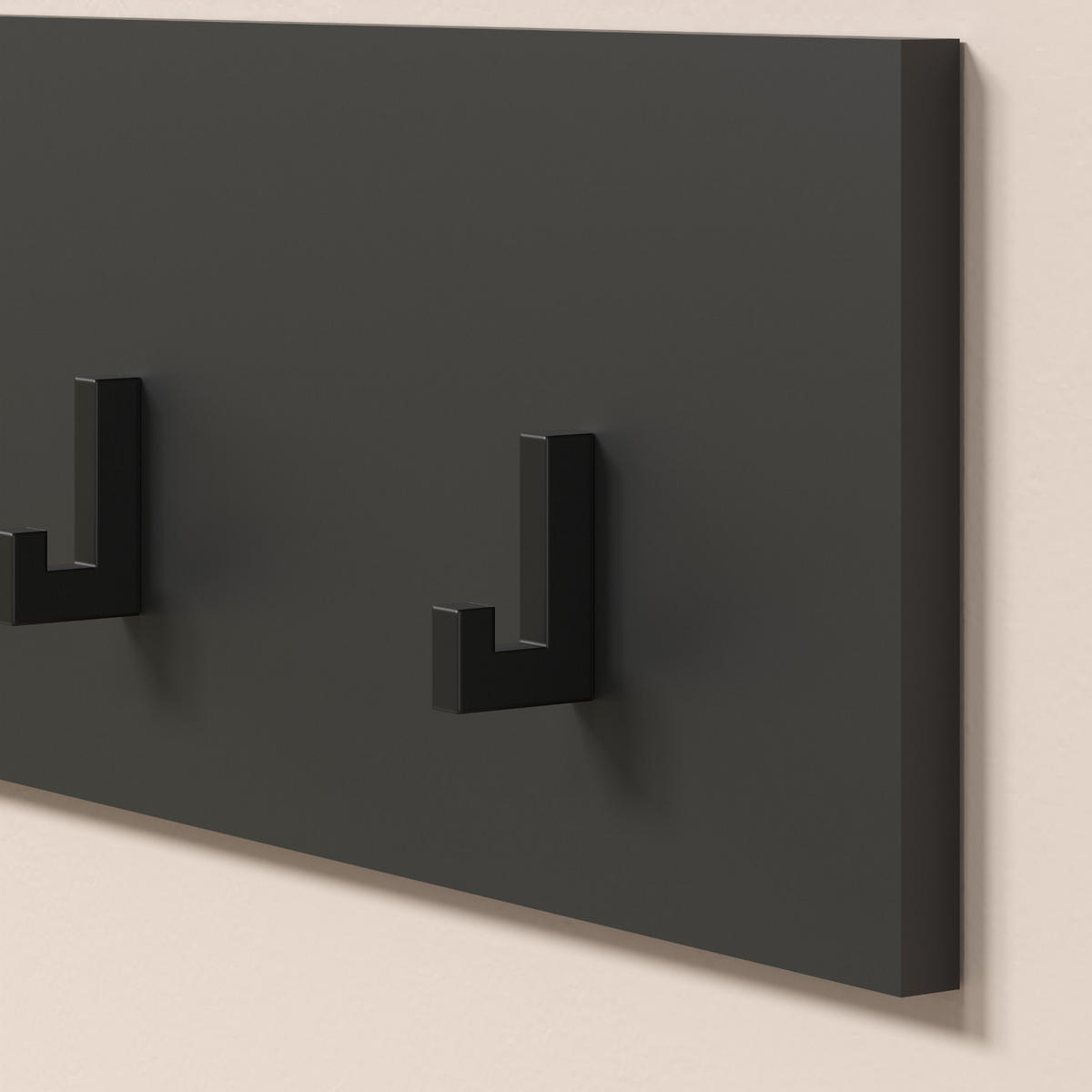 GARDEROBENLEISTE grau 80 x 20 cm, Wandgarderobe mit 4 Haken - Anthrazit/Grau, Holzwerkstoff (6/20/80cm) - Top.Furn