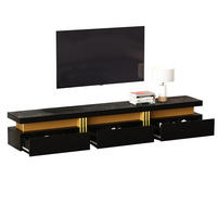 TV-MÖBEL-SET mit TV-Schrank 200/40/42 cm und Couchtisch 100/50/40 cm, Schubladen und Marmor-Optik, Schwarz - Schwarz, Holzwerkstoff (100/40/50cm) - Redom