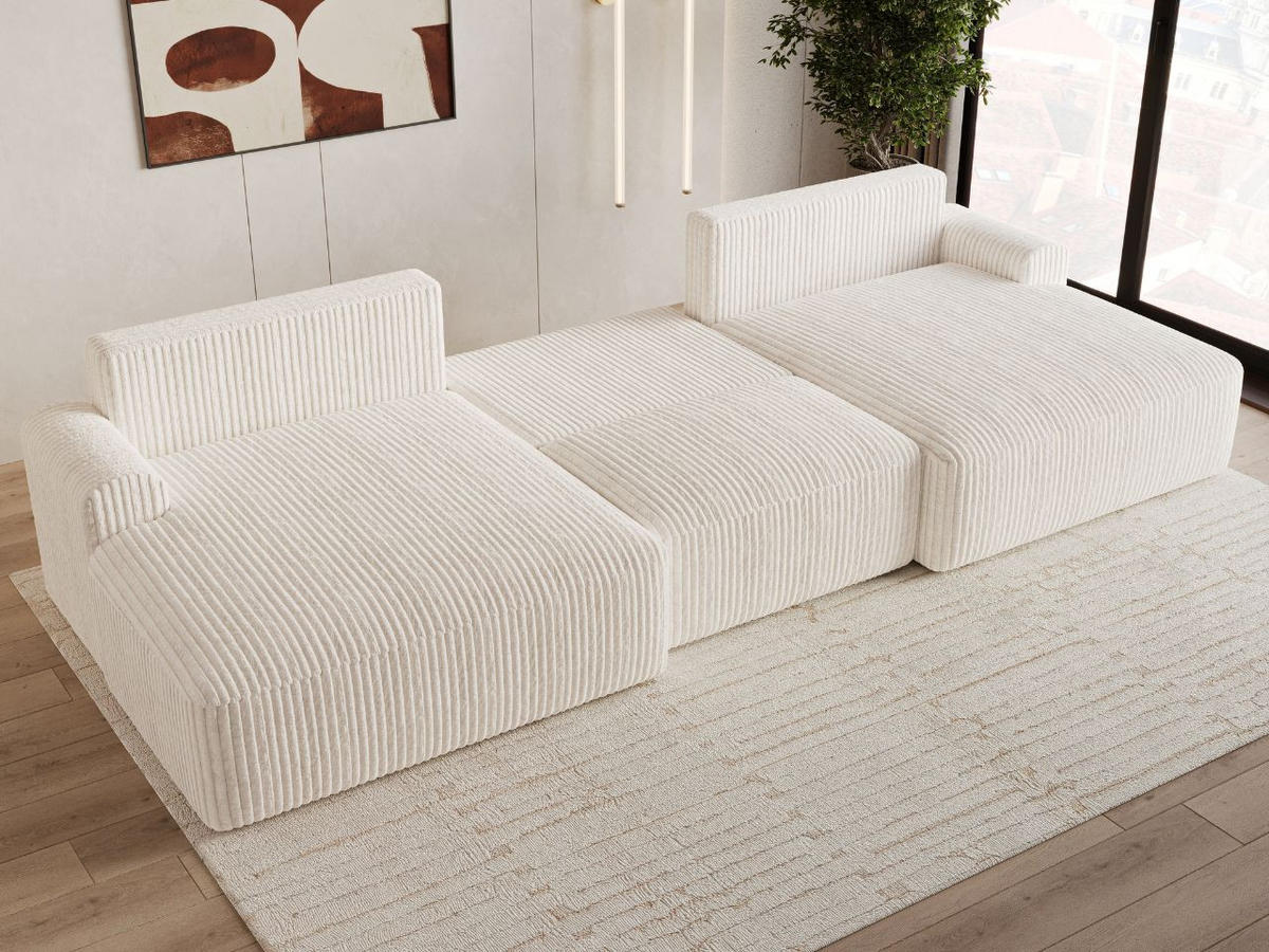 ECKSOFA U Serene Creme - Creme, Holz/Textil (391/145cm) - Graingold