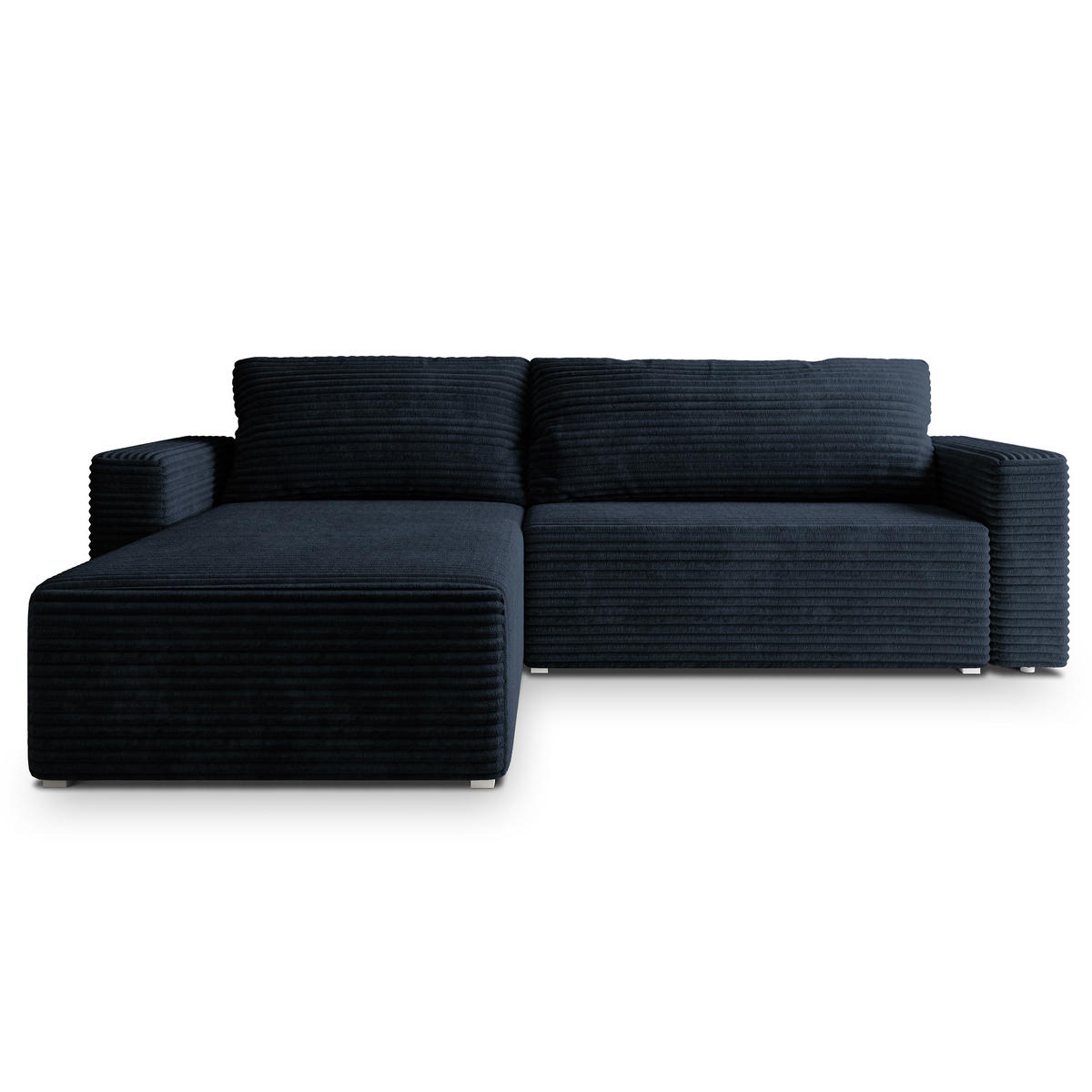 ECKSOFA CALTI T Schwarz Kordstoff mit Schlaffunktion - Schwarz, Holzwerkstoff/Textil (283/183cm) - MASSENO