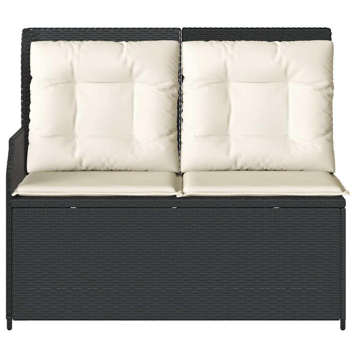 GARTENBANK Verstellbar mit Kissen Schwarz Poly Rattan - Schwarz, Kunststoff (67/95/110cm)