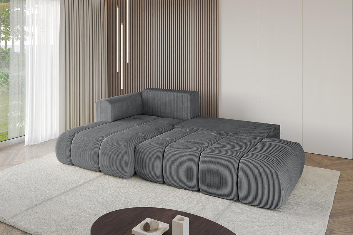 ECKSOFA Ottomane Links CLOUD-L 289x180x40 Dunkelgrau Cord - Dunkelgrau, Holzwerkstoff/Kunststoff (180/289cm) - ALTDECOR