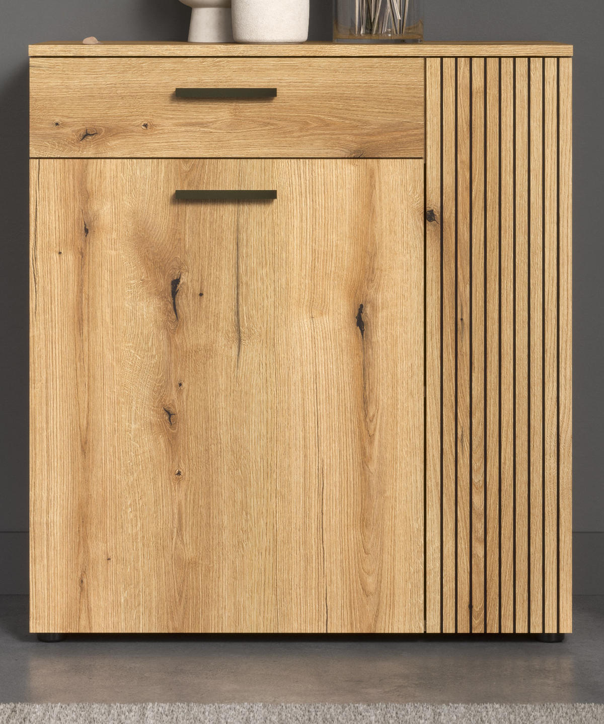 FLURKOMMODE Evoke Eiche 80 x 89 cm, Schuhschrank in modernem Stil - Eichefarben/Schwarz, Holzwerkstoff/Kunststoff (80/89/36cm) - Top.Furn