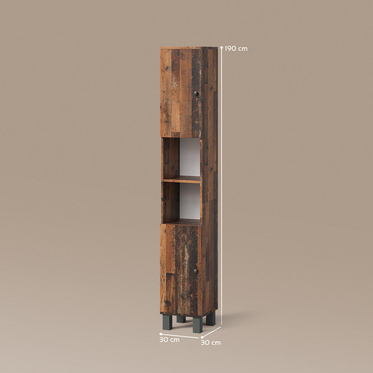 BADSCHRANK Fucino Eiche rustikal 30 x 190 cm - Wildeiche, Holzwerkstoff (30/190/30cm) - Livinity®