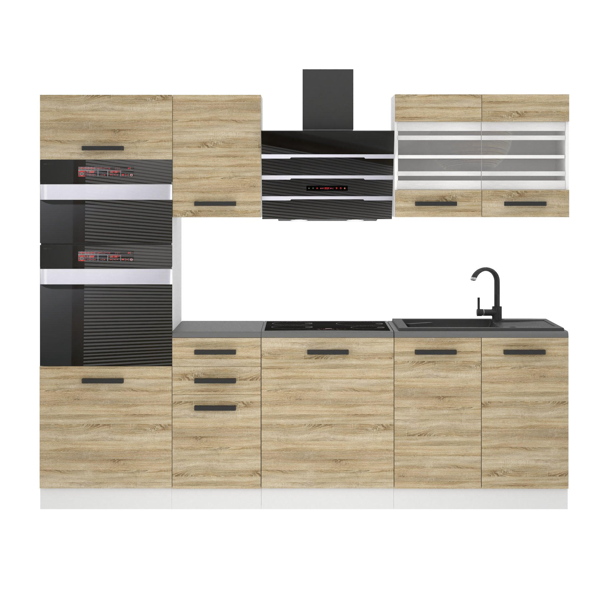 KÜCHENZEILE Tracy 240 cm, ohne Arbeitsplatten, Sonoma-Eiche - Sonoma Eiche, Holz (240/204/60cm) - B BELINI GROUP
