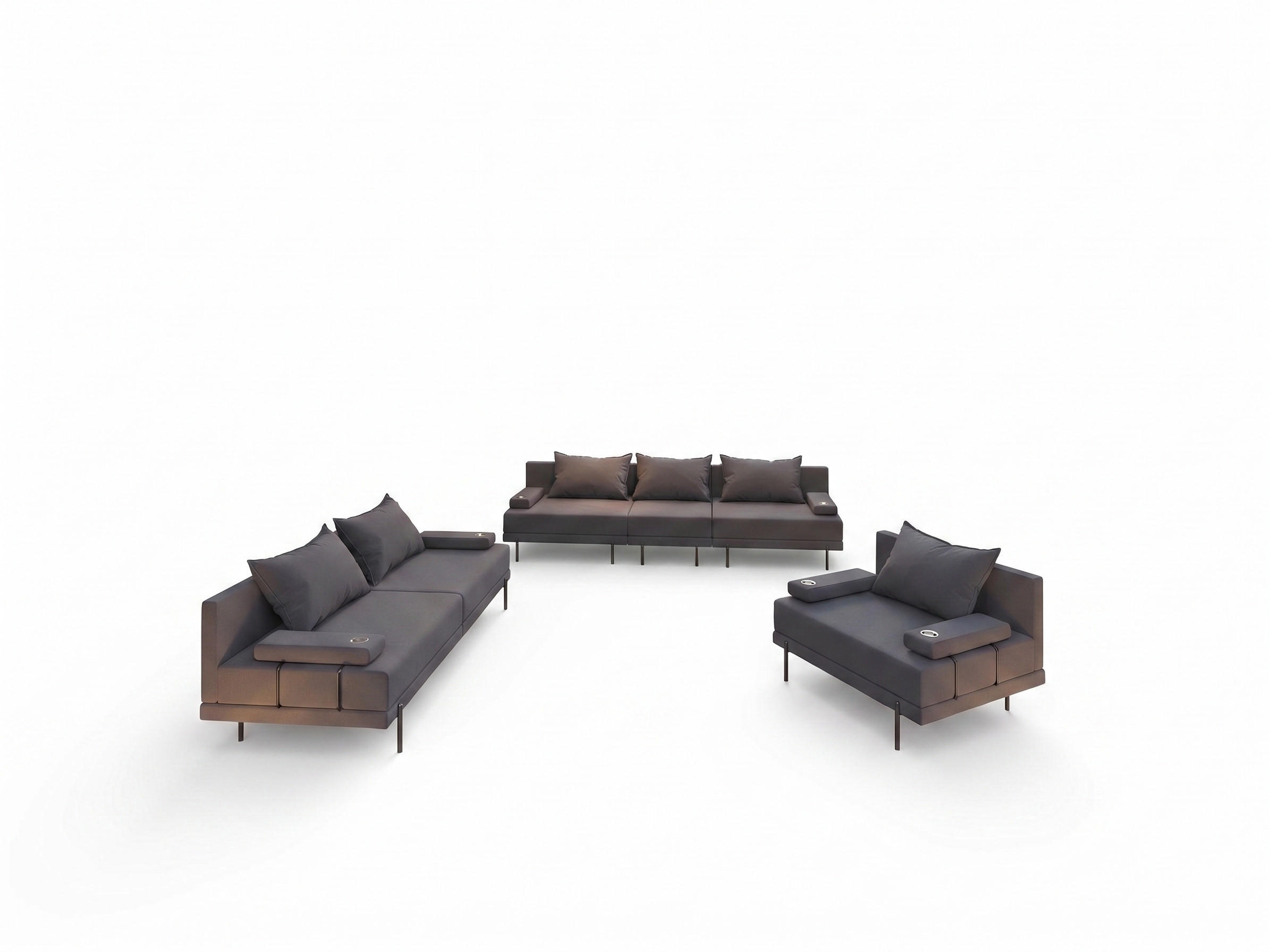 GARTENMÖBEL Set BAHAMA - 6 Personen - Wetterfeste Balkonmöbel & Terrassenmöbel Außen - Moderne Lounge Möbel für Garten - Terrasse - Dunkelgrau - Dunkelgrau, Kunststoff - Trada