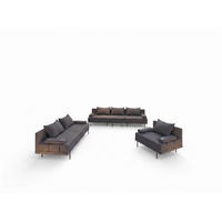 GARTENMÖBEL Set BAHAMA - 6 Personen - Wetterfeste Balkonmöbel & Terrassenmöbel Außen - Moderne Lounge Möbel für Garten - Terrasse - Dunkelgrau - Dunkelgrau, Kunststoff - Trada