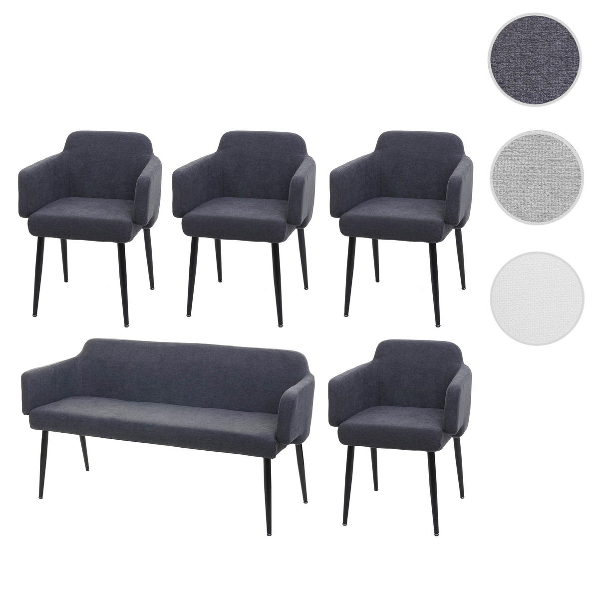 ESSZIMMER-SET Anthrazit 5er-Set - Anthrazit, Textil (133/77/56cm) - MCW