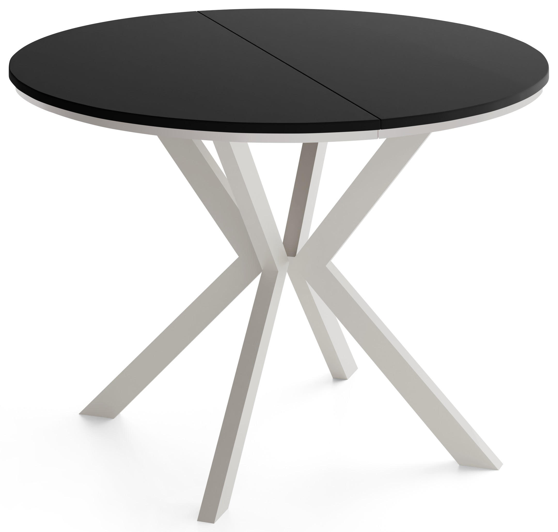 ESSTISCH Valio Neo rund oval ausziehbar verlängerbar mit Metallbeinen in Kaschmir Grau, Schwarz 90-130/90/76 cm - Kaschmir/Beige, Holzwerkstoff/Metall (90/130/76cm) - WFL GROUP
