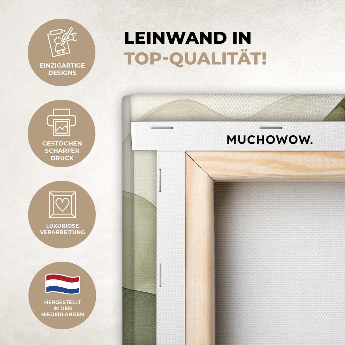 LEINWANDBILD Japandi - Abstrakt - Grün 30x40 cm - Salbeigrün, Textil (30/40cm) - MuchoWow