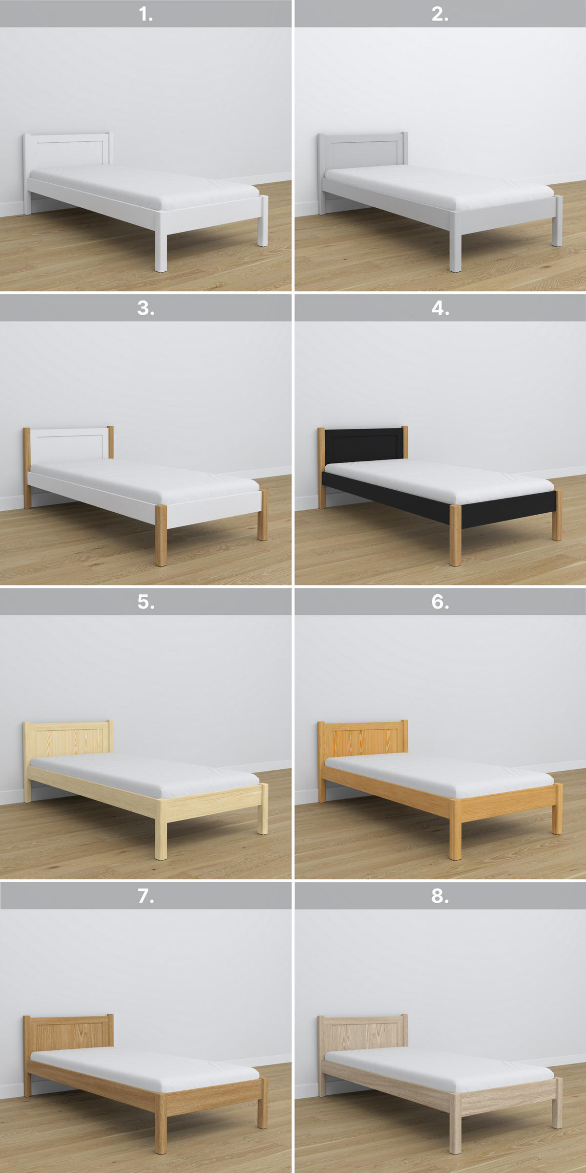 BETT N02 Weiß 80/190 - Weiß, Naturmaterialien/Holz (80/190cm) - N-Wood