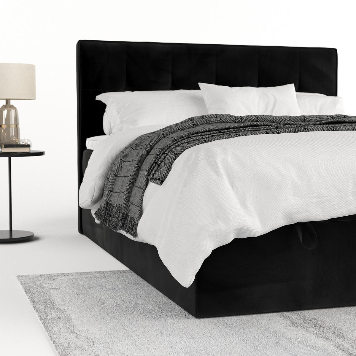 BOXBETT Tivra 180/200 cm Schwarz im Kronos Stoff - Schwarz, Holz/Holzwerkstoff (180/200cm) - AltaBeds