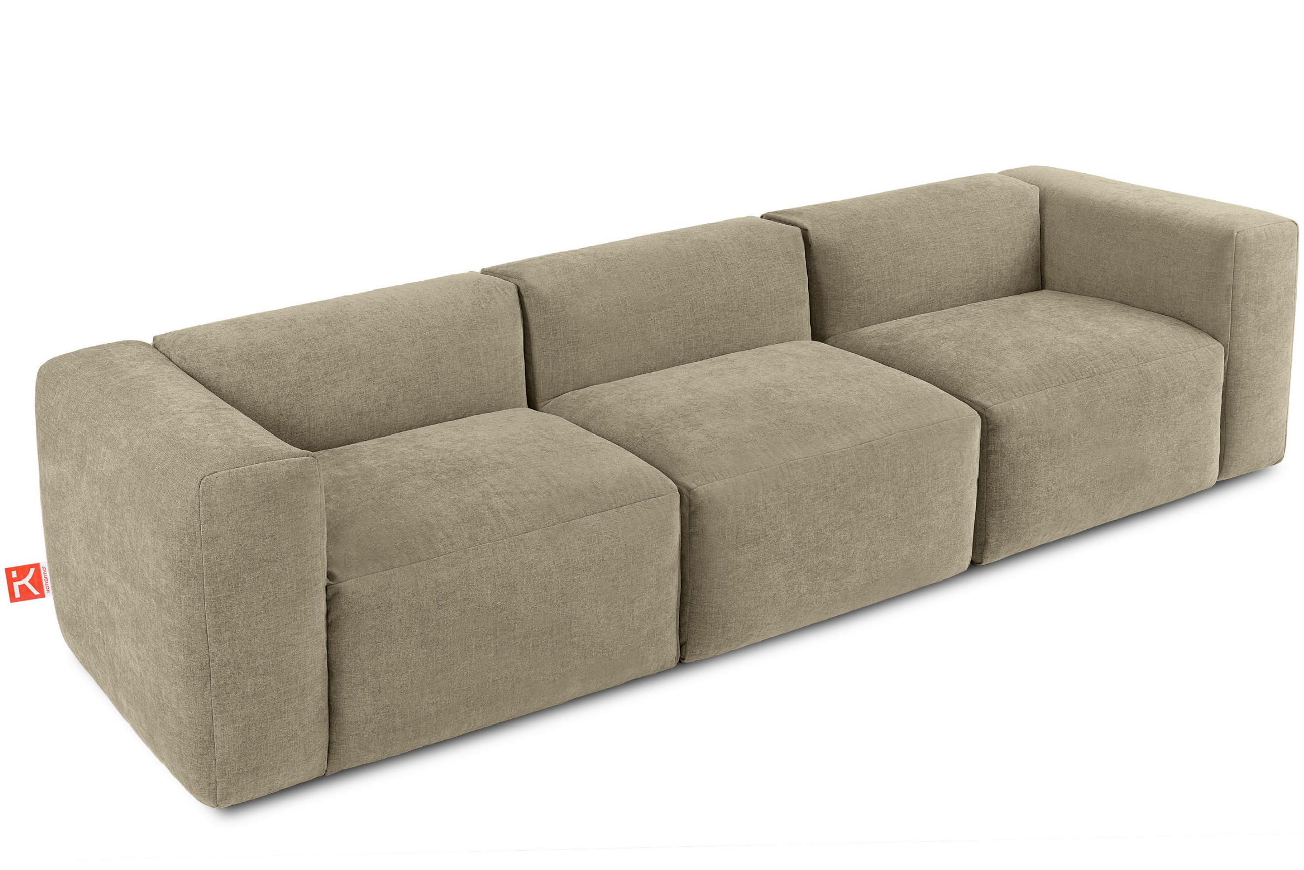 3-SITZER-MODULSOFA BUFFO mit extrem weicher und bequemer Sitzfläche, Gewebestoff, sandfarben - Sandfarben, Textil (290/73/96cm) - KONSIMO®