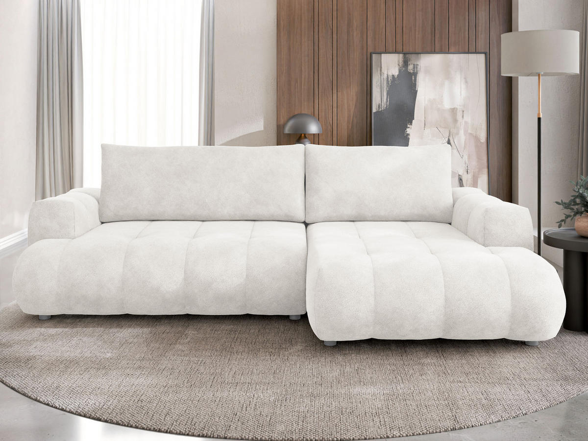 ECKSOFA Haiti, Seite: Rechts 2R+LC - Creme/Schwarz, Holz/Textil (276/156cm) - MIRJAN24