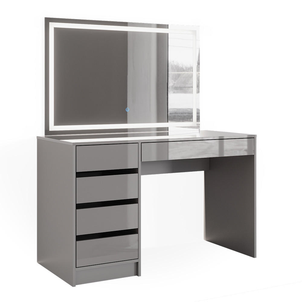 SCHMINKTISCH Sherry Grau 120 cm mit LED-Spiegel - Grau, Holzwerkstoff (120/75/55cm) - Vicco