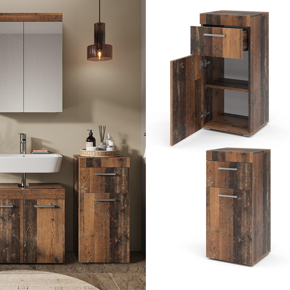 MIDISCHRANK Luna Oldstyle 37 x 79 cm - Braun, Holzwerkstoff (37/79/32.6cm) - Vicco