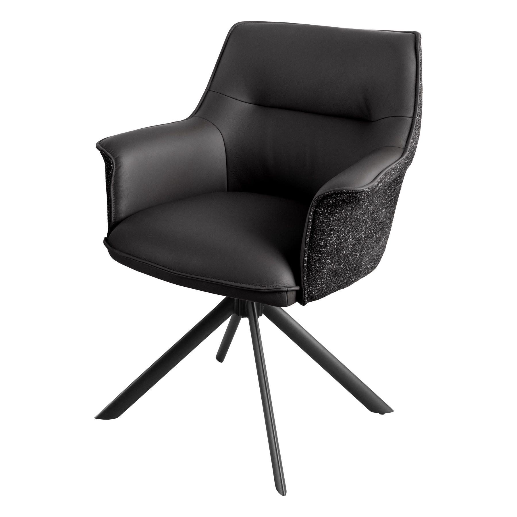 STUHL LE GRAND Strukturstoff Schwarz 90 cm - Schwarz, Leder/Textil (68/87/68cm) - riess-ambiente