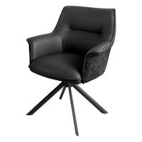 STUHL LE GRAND Strukturstoff Schwarz 90 cm - Schwarz, Leder/Textil (68/87/68cm) - riess-ambiente