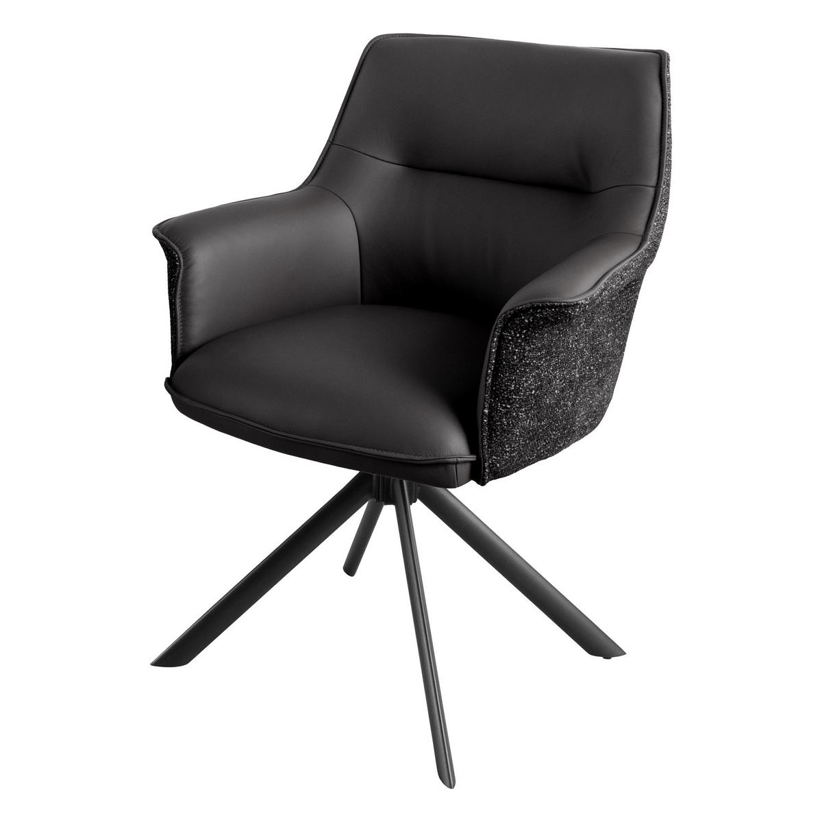 STUHL LE GRAND Strukturstoff Schwarz 90 cm - Schwarz, Leder/Textil (68/87/68cm) - riess-ambiente