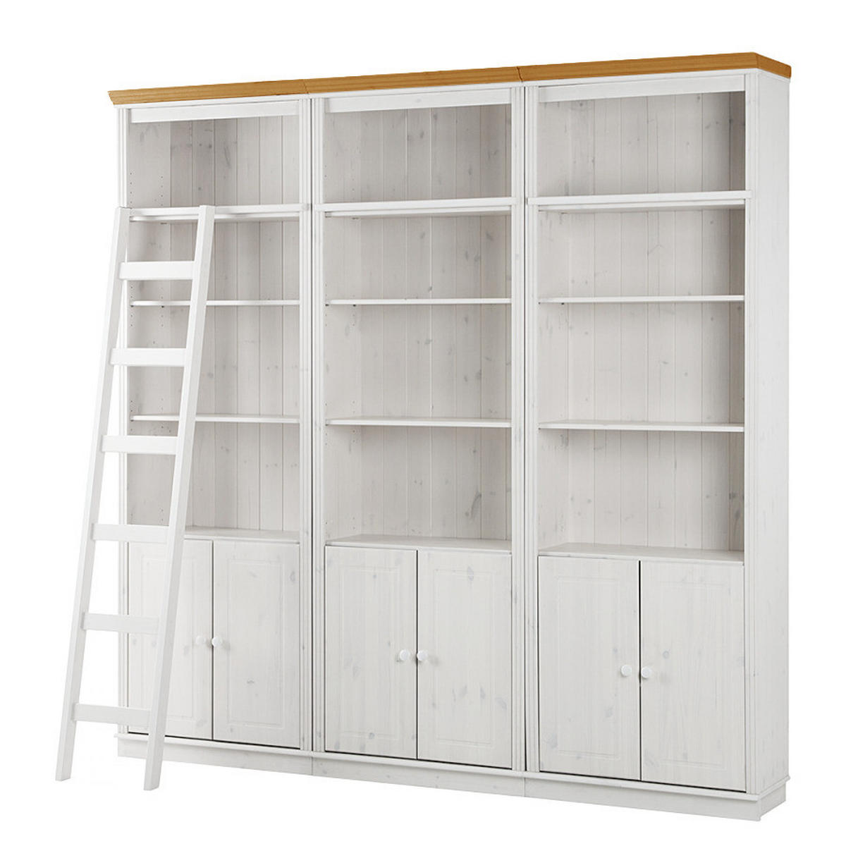 BÜCHERWAND - Kiefer massiv - Typ C - Weiß/Kieferfarben, Holz (222/223/37cm) - home24