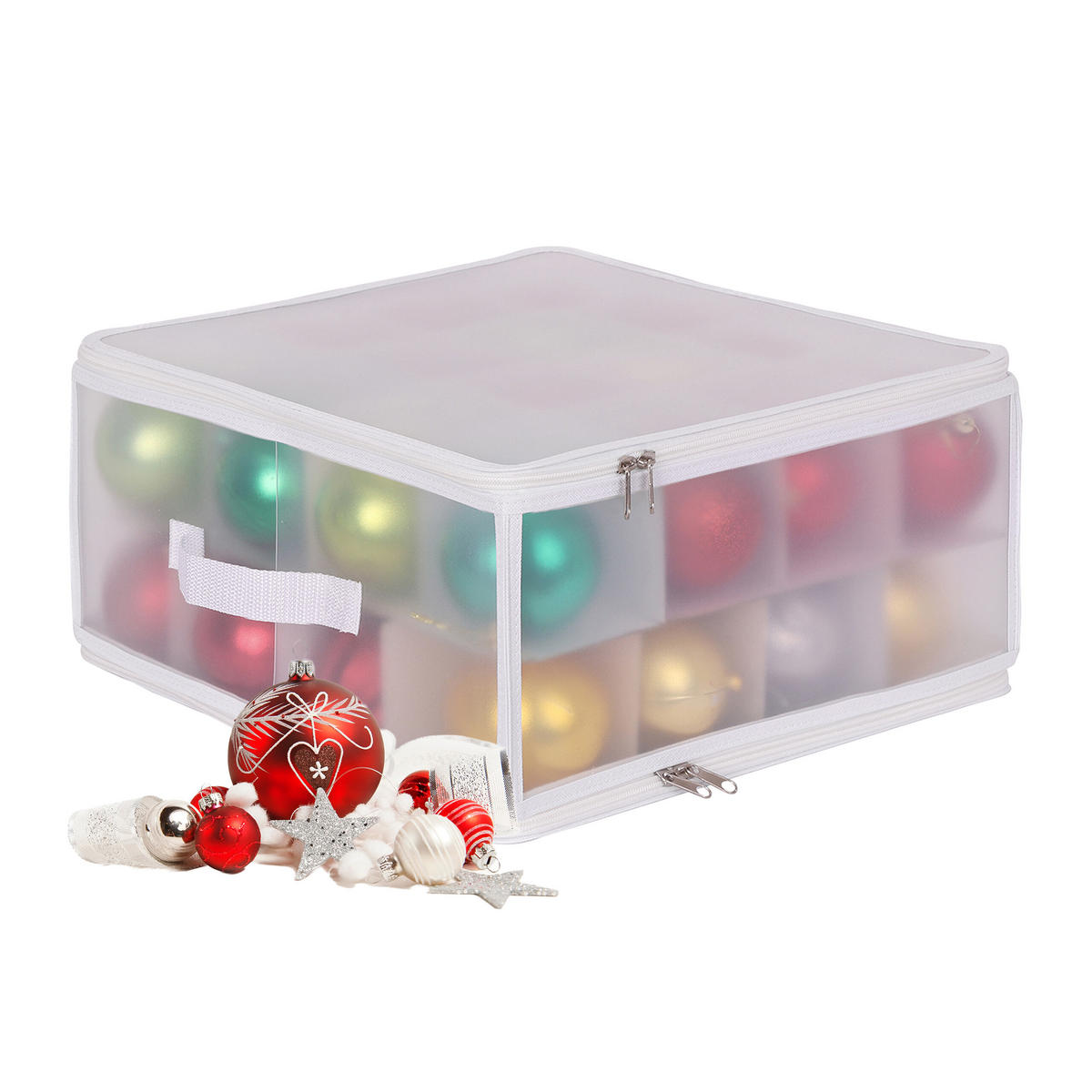 WEIHNACHTSKUGEL-AUFBEWAHRUNGSBOX - Transparent, Wellpappe/Kunststoff (36/18/36cm) - Relaxdays