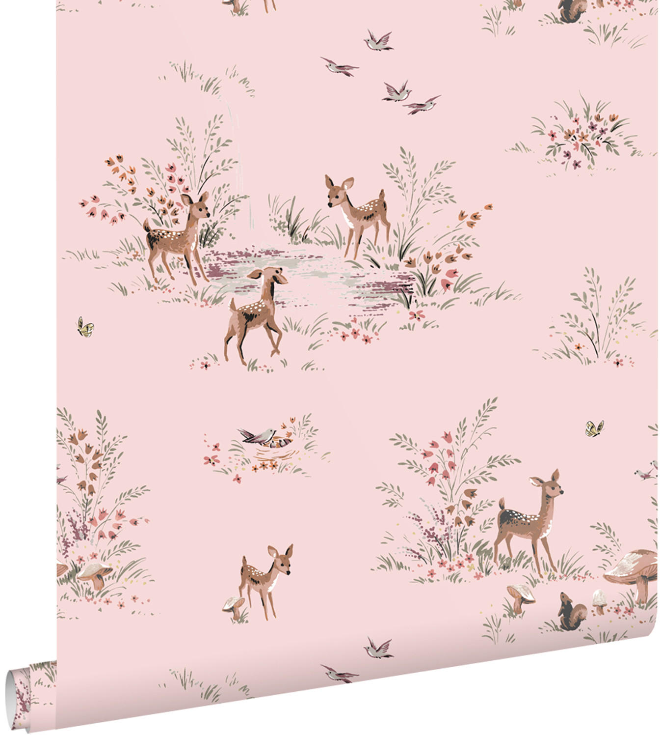 TAPETE Hirsche 50 x 900 cm - Pink, Papier (50/0.1cm) - ESTAhome