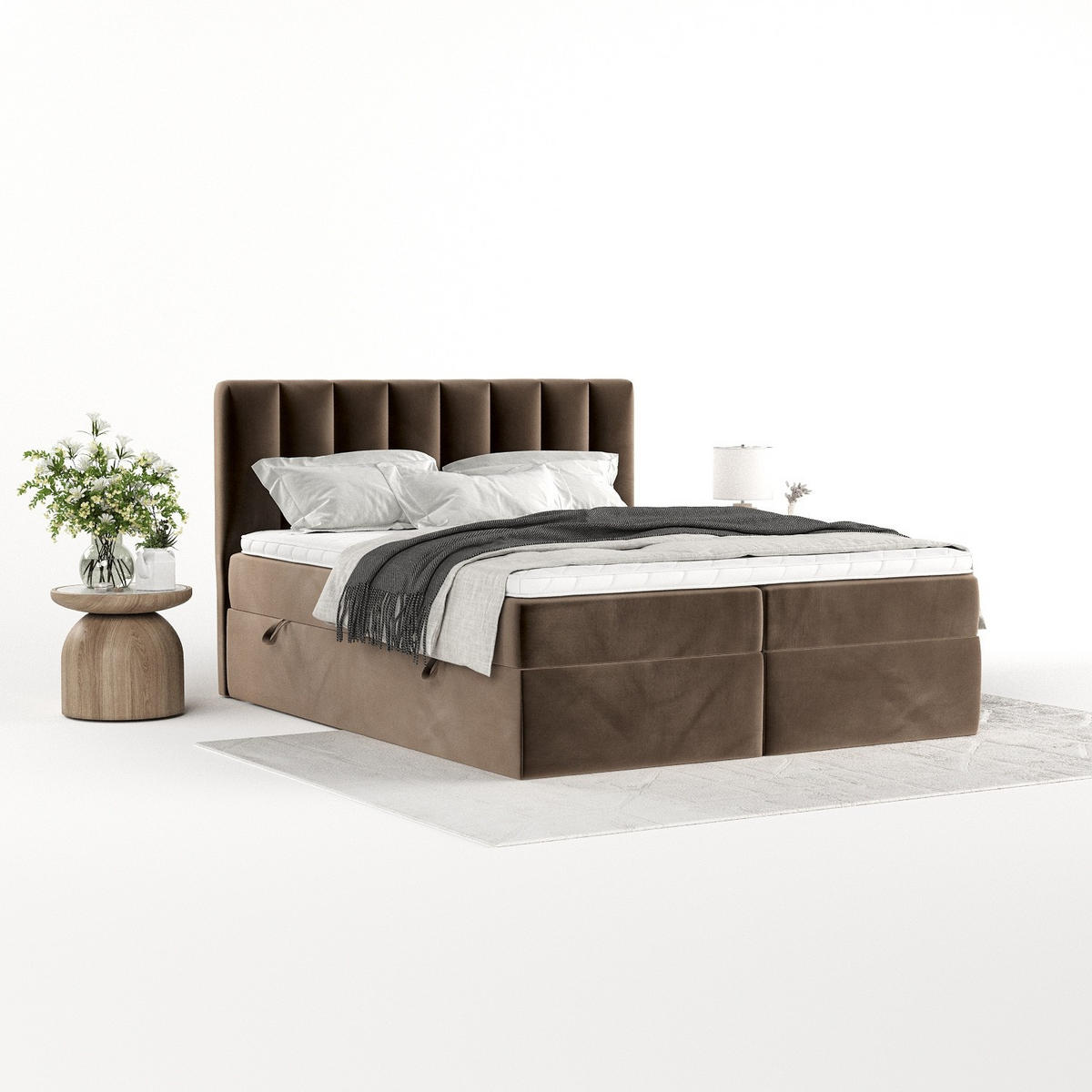 BOXBETT Bari 200/200 cm Braun im Paros Stoff - Braun, Holz/Holzwerkstoff (200/200cm) - AltaBeds