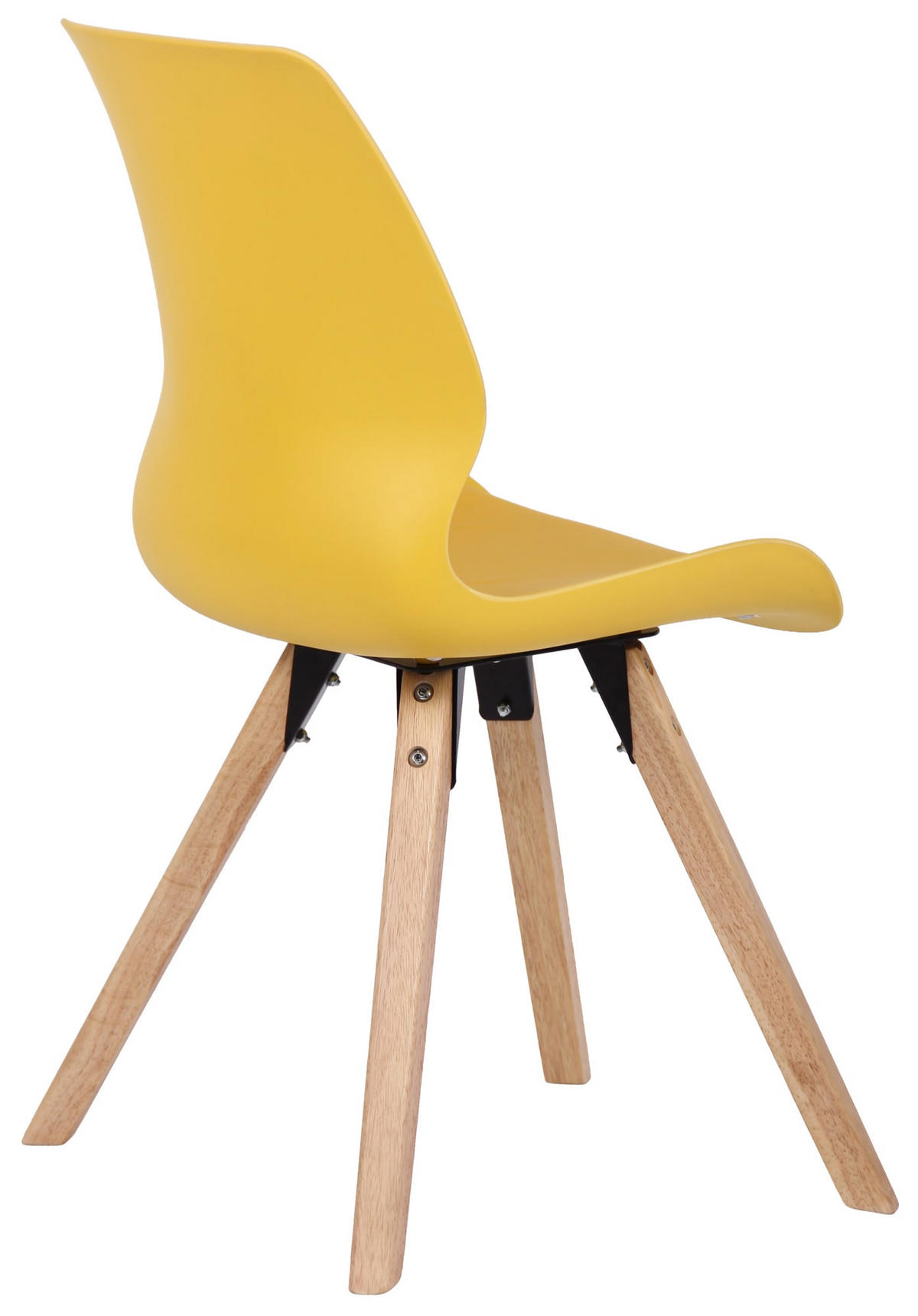 STUHL 2er Set Kunststoff gelb - Eukalyptusholzfarben/Gelb, Holz/Kunststoff (48/87/58cm) - CLP
