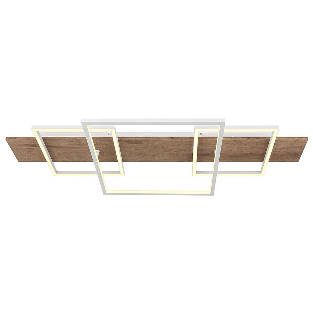 LED DECKENLEUCHTE Metall Holzoptik Braun - Weiß, Metall (95/40/10cm) - Globo Lighting