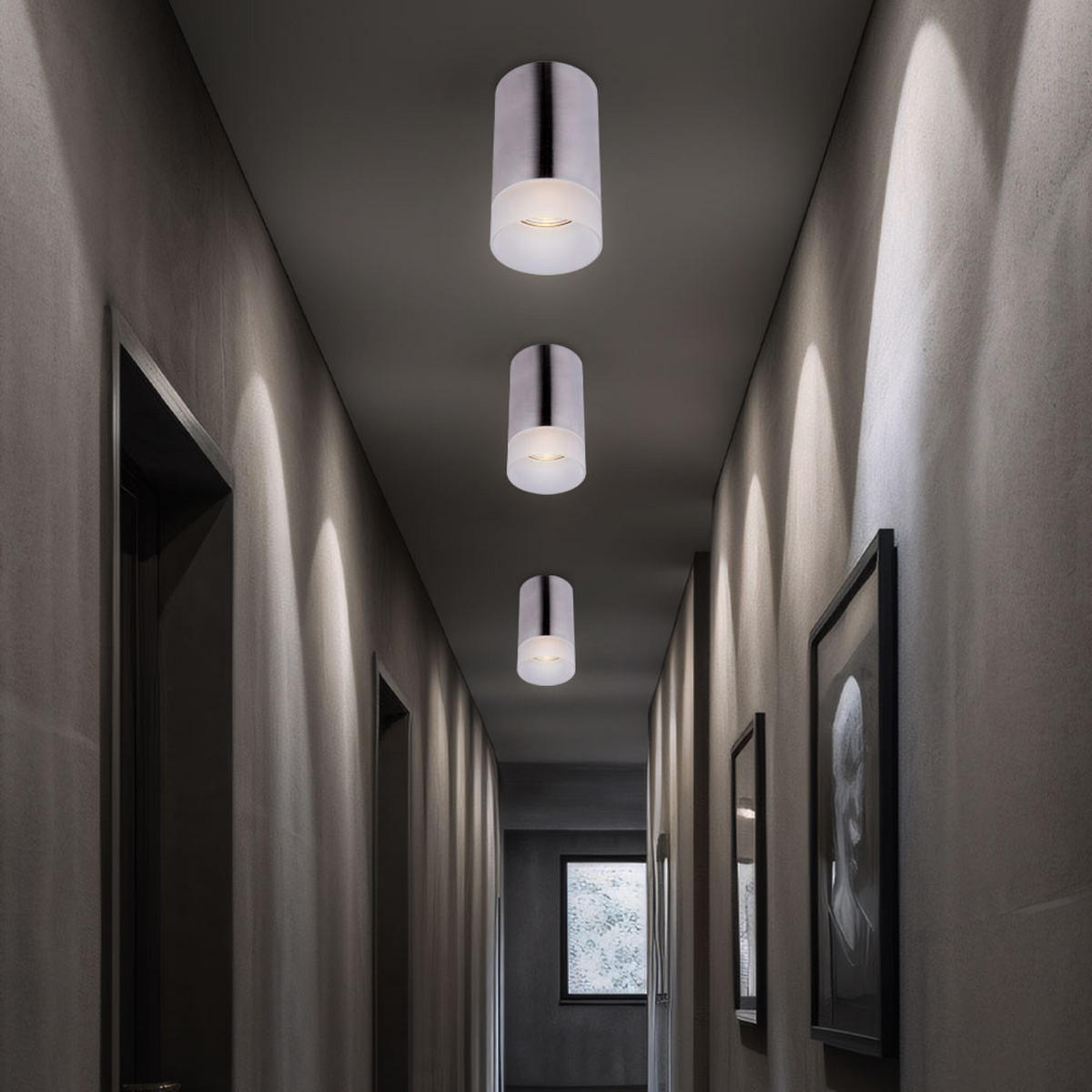 LED DECKENLEUCHTE Aluminium Silber 3er Set - Silberfarben, Glas (6.5/6.5/11cm) - Globo Lighting