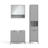 BADMÖBEL-SET Eliza Grau 3 Teile, mit Hochschrank - Grau, Holzwerkstoff (70/63/45cm) - Vicco