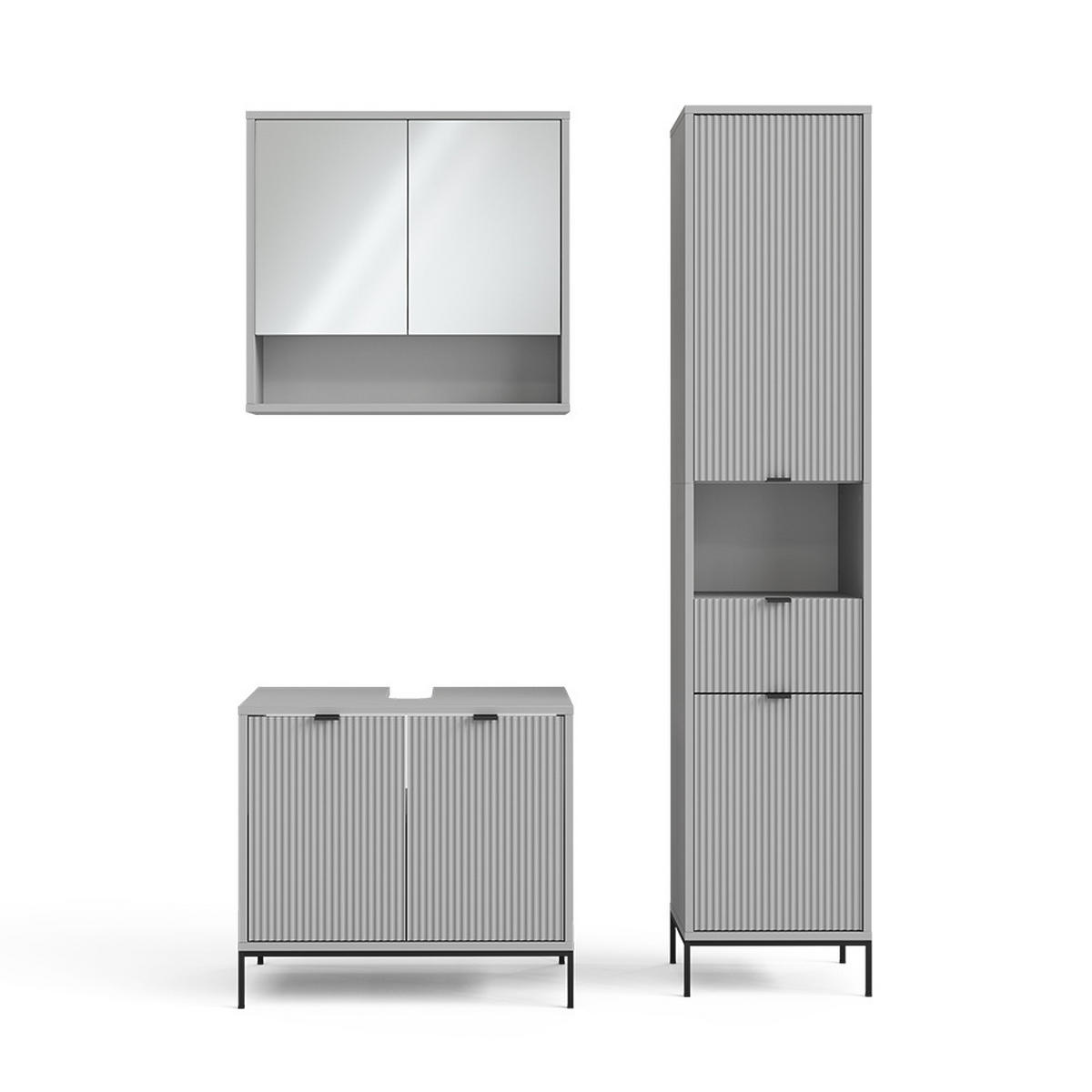 BADMÖBEL-SET Eliza Grau 3 Teile, mit Hochschrank - Grau, Holzwerkstoff (70/63/45cm) - Vicco