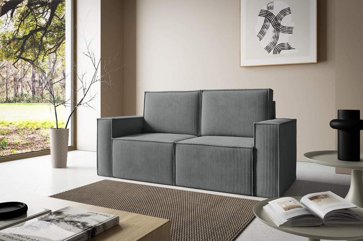 SOFA Orto Dunkelgrau, Zweisitzer Polstersofa - Dunkelgrau, Holzwerkstoff/Textil (178/93/82cm) - Bettso