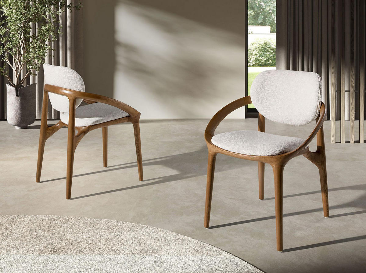 STUHL mit Stoffbezug in Off-White 60/59/78 cm - Ecru/Walnussfarben, Holz/Textil (60/78/59cm) - ANGEL CERDA