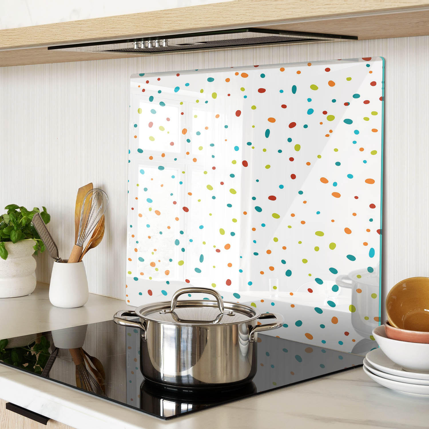 GLASPLATTE 60x52 cm Farbige Punkte - Multicolor, Glas (60/0.4/52cm) - TULUP