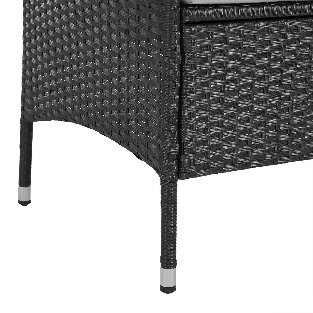 RATTANBANK Chicago Schwarz - Schwarz, Kunststoff (134/84/62cm) - SVITA