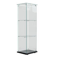GLASVITRINE Standvitrine Mit LED, Schloss, 3 Regalen, Schwarz - Schwarz, Holz (35/123.3/39.8cm)