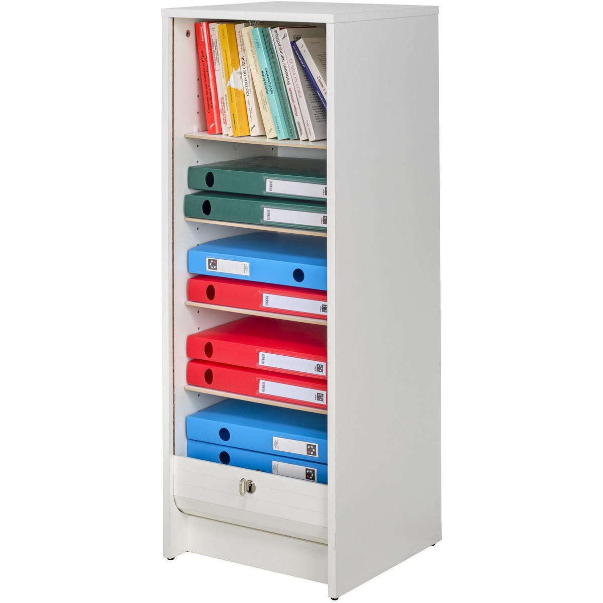 AKTENSCHRANK mit Rolladentür 38,5/35/104cm - Weiß, Holzwerkstoff (35/104/38.5cm) - Simmob