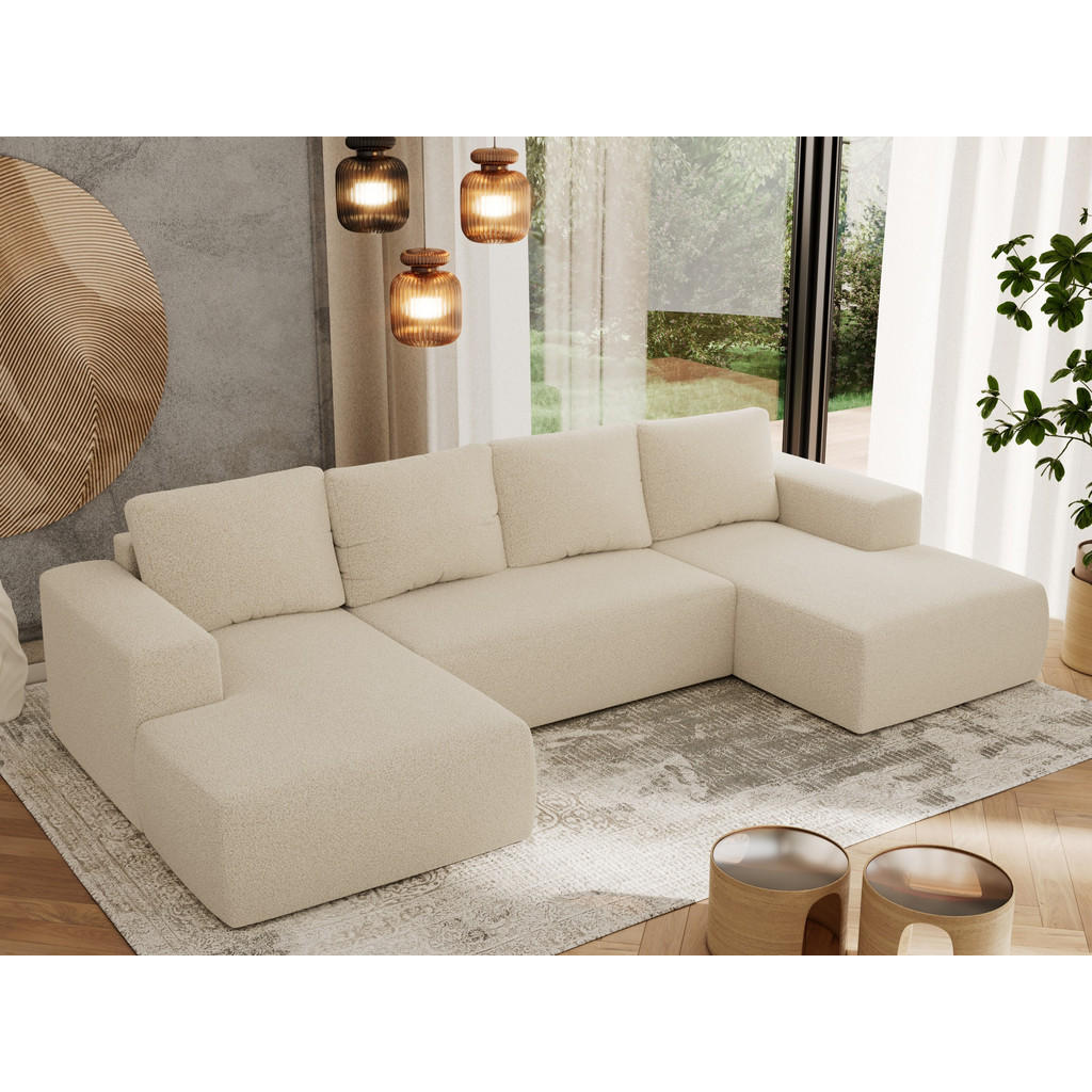 Thumbnail - MKS Wohnlandschaft, Beige, Textil, 5-Sitzer, U-Form, 334x91x163 cm, Wohnzimmer, Sofas & Couches, Wohnlandschaften, Wohnl...