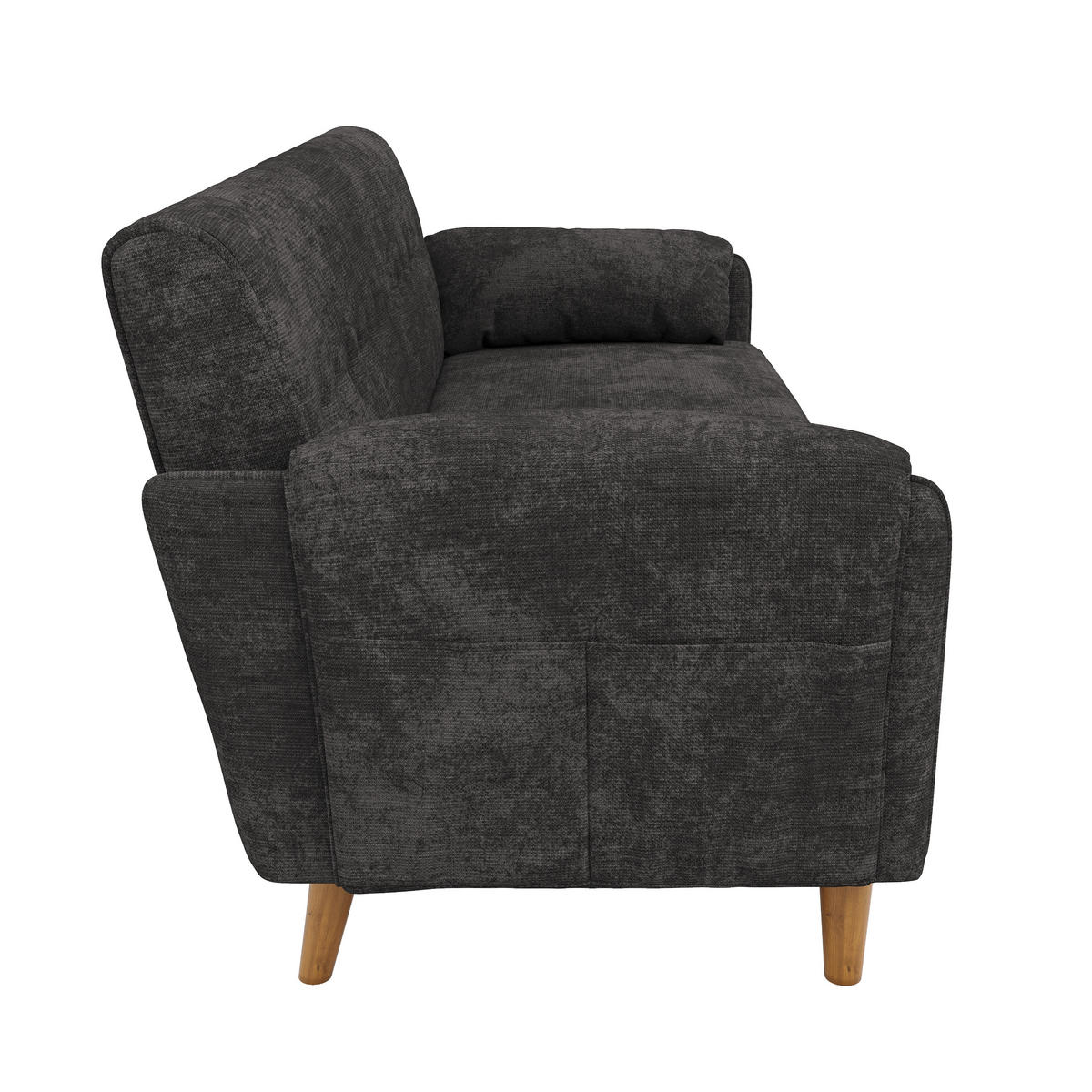 2-SITZER-SOFA Chenille mit Massivholzbeinen, DE-42464, Grau - Dunkelgrau, Holzwerkstoff (161.5/83.5/79cm) - ComfortXL