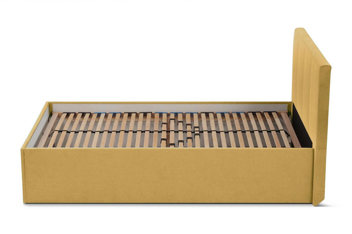 POLSTERBETT Dalas Gold 100 x 200 x 40 cm Stauraum Mit hochwertiger Matratze H2 (bis 100 kg) und Lattenrost - Goldfarben, Holz (100/200cm) - Halmon Schlafkomfort Betten 