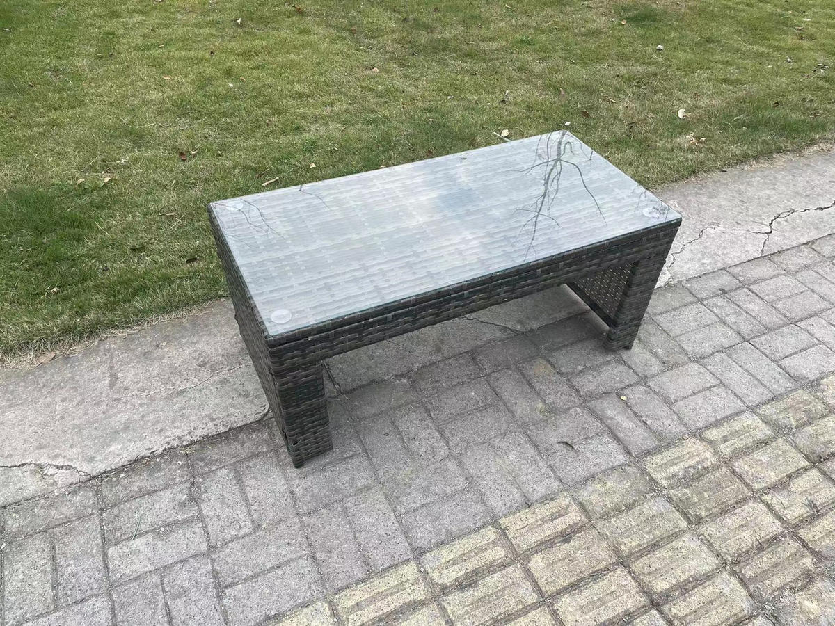 LOUNGETISCH Polyrattan - Dunkelgrau, Metall (105/50/48cm) - Fimous