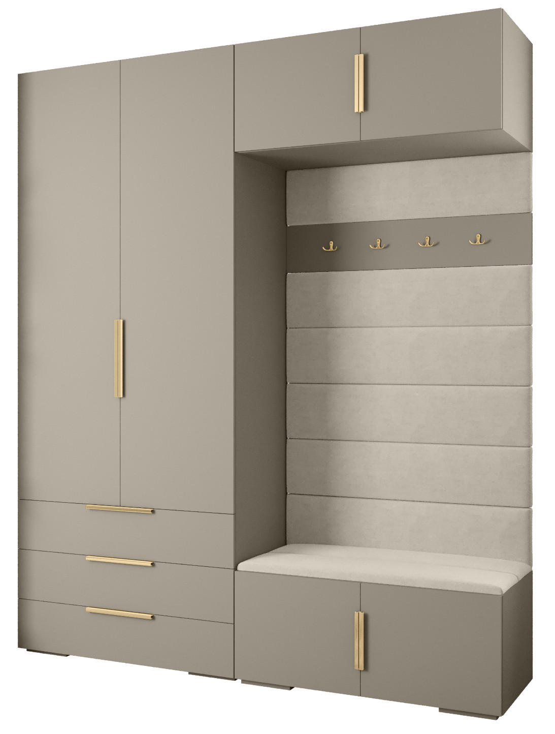 GARDEROBEN-SET 236,7/200/47 - Kaschmir/Goldfarben, Holz/Kunststoff (200/236.7/47cm) - Abiks Möbel