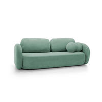 SOFA OLIO Mit Schlaffunktion Und Bettkasten, Bonell-Taschenfederung, Aragon-Stoff, lose Rückenkissen, freistehend, 238x101x86 cm Light blue - Hellblau, Holz/Textil (238/86/101cm) - DomoHome